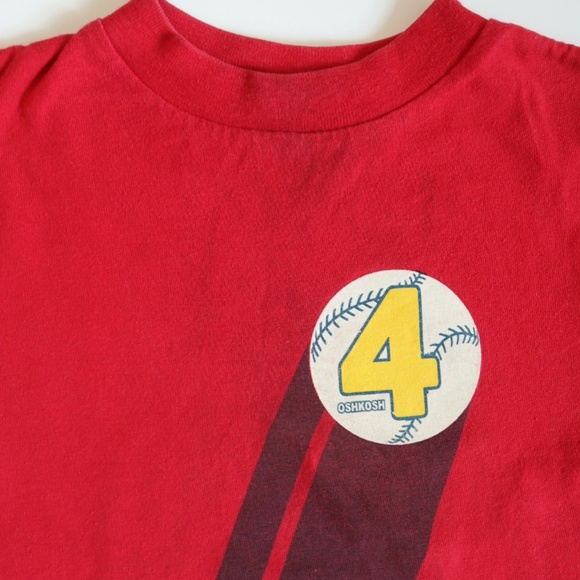 Vintage OSHKOSH Baseball Number 4 Red Tee / 3-4Y - Picture 5 of 8
